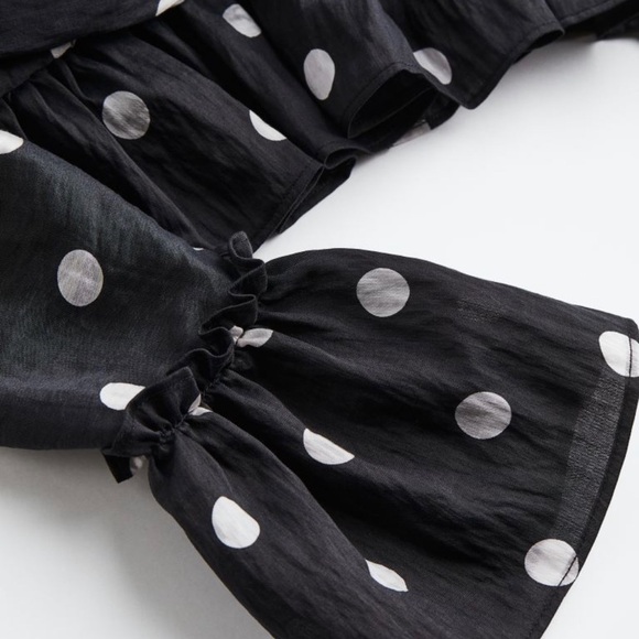 NWT Cropped Puff Sleeve TOP Polka Dot PEPLUM BLOUSE XS - Picture 4 of 8